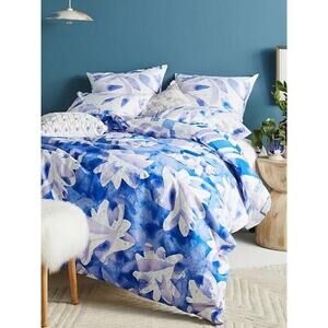 Anthropologie Kate Roebuck PAINTED INDIGO Twin Duvet Cover blue purple p…